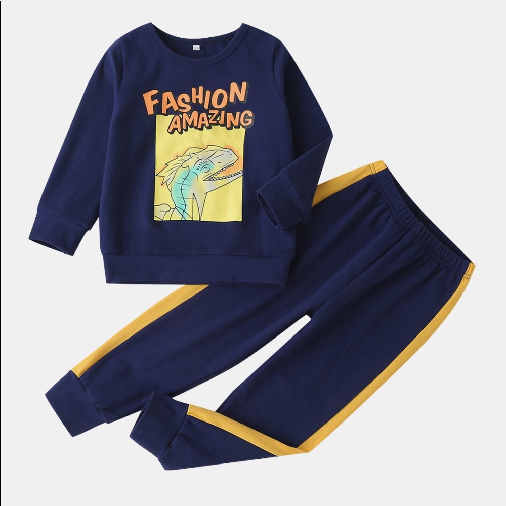 NWOT Boys Dinosaur Graphic T-Shirt and Pant set. Size 3-4 T Color: Blue